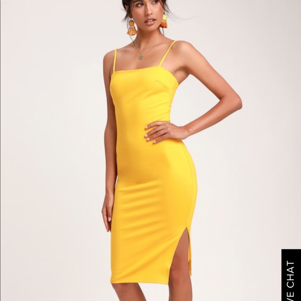 Lulus Yellow Bodycon Midi Dress